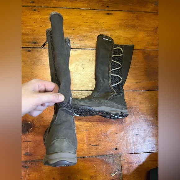 Salomon Emmy waterproof insulated brown suede women’s shoes size 6 - Picture 3 of 10